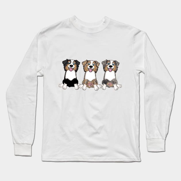 Australian Shepherd Dog T Shirt Long Sleeve T-Shirt by Pam069